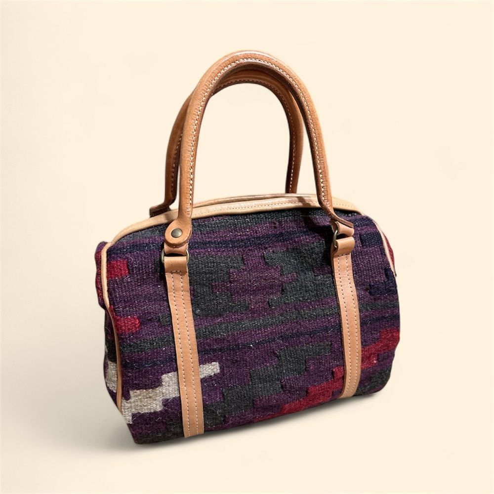 Vintage CustomMade Southwestern Style Woven Wool And Leather